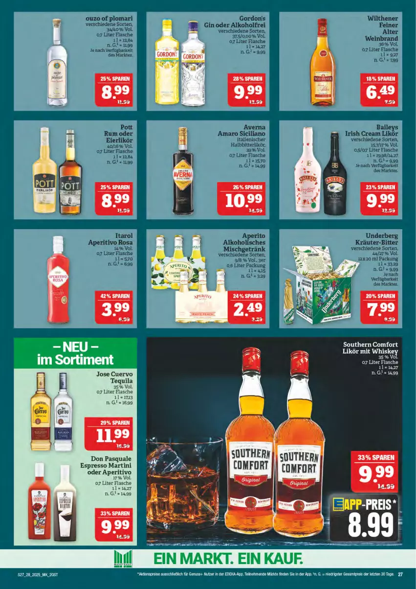 Aktueller Prospekt Marktkauf - Prospekt - von 06.07 bis 12.07.2025 - strona 27 - produkty: aktionspreis, amaro, deka, eis, espresso, flasche, likör, limo, martini, nuss, reis, Southern Comfort, tequila, Ti, ZTE