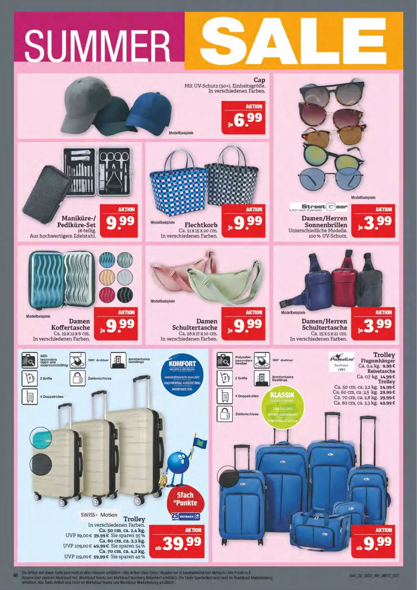 Aktueller Prospekt Marktkauf - Prospekt - von 06.07 bis 12.07.2025 - strona 40 - produkty: Brille, Cap, dell, edelstahl, eis, elle, koffer, korb, LG, Mode, reis, reisetasche, Schultertasche, sonnenbrille, Spiele, Tasche, Ti, trolley, uv-schutz