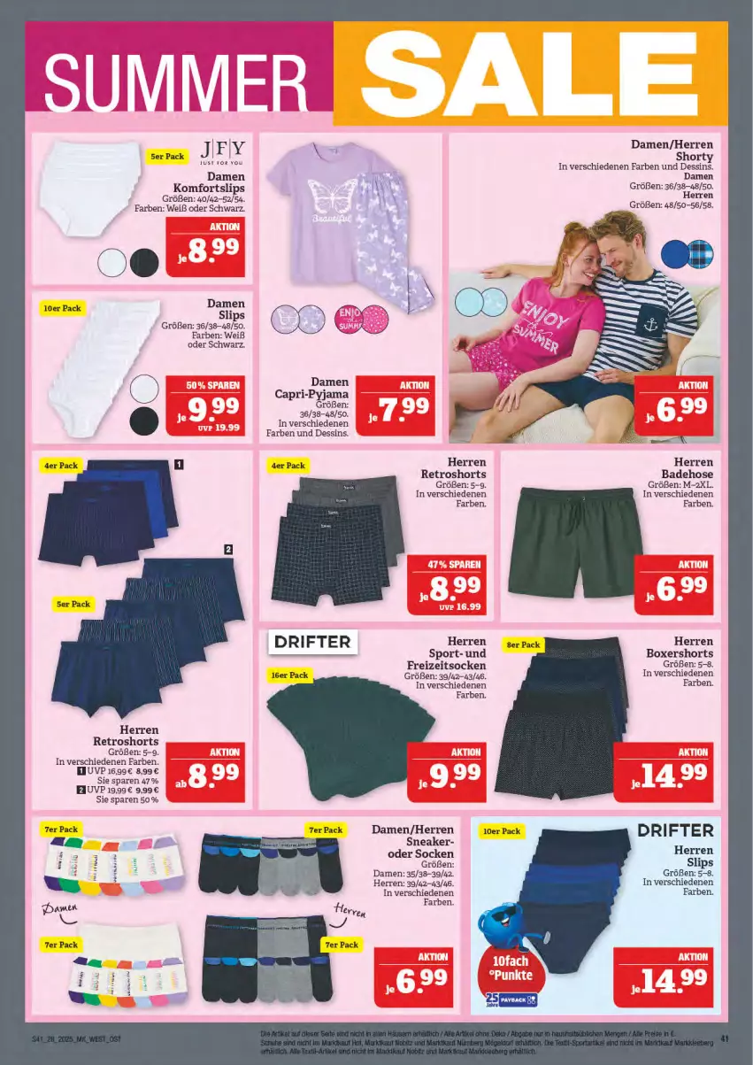 Aktueller Prospekt Marktkauf - Prospekt - von 06.07 bis 12.07.2025 - strona 41 - produkty: Bad, Badehose, Cap, Freizeitsocken, hose, Pyjama, retroshorts, shorts, shorty, slip, slips, sneaker, socken, Sport, Yo