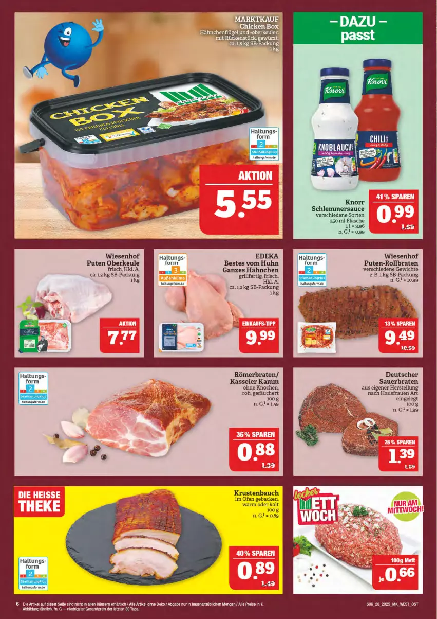 Aktueller Prospekt Marktkauf - Prospekt - von 06.07 bis 12.07.2025 - strona 6 - produkty: auer, Bau, braten, deka, eis, flasche, geback, grill, kasseler, knorr, Ofen, pute, reis, rollbraten, sauce, schlemmersauce, Ti, wiesenhof, ZTE
