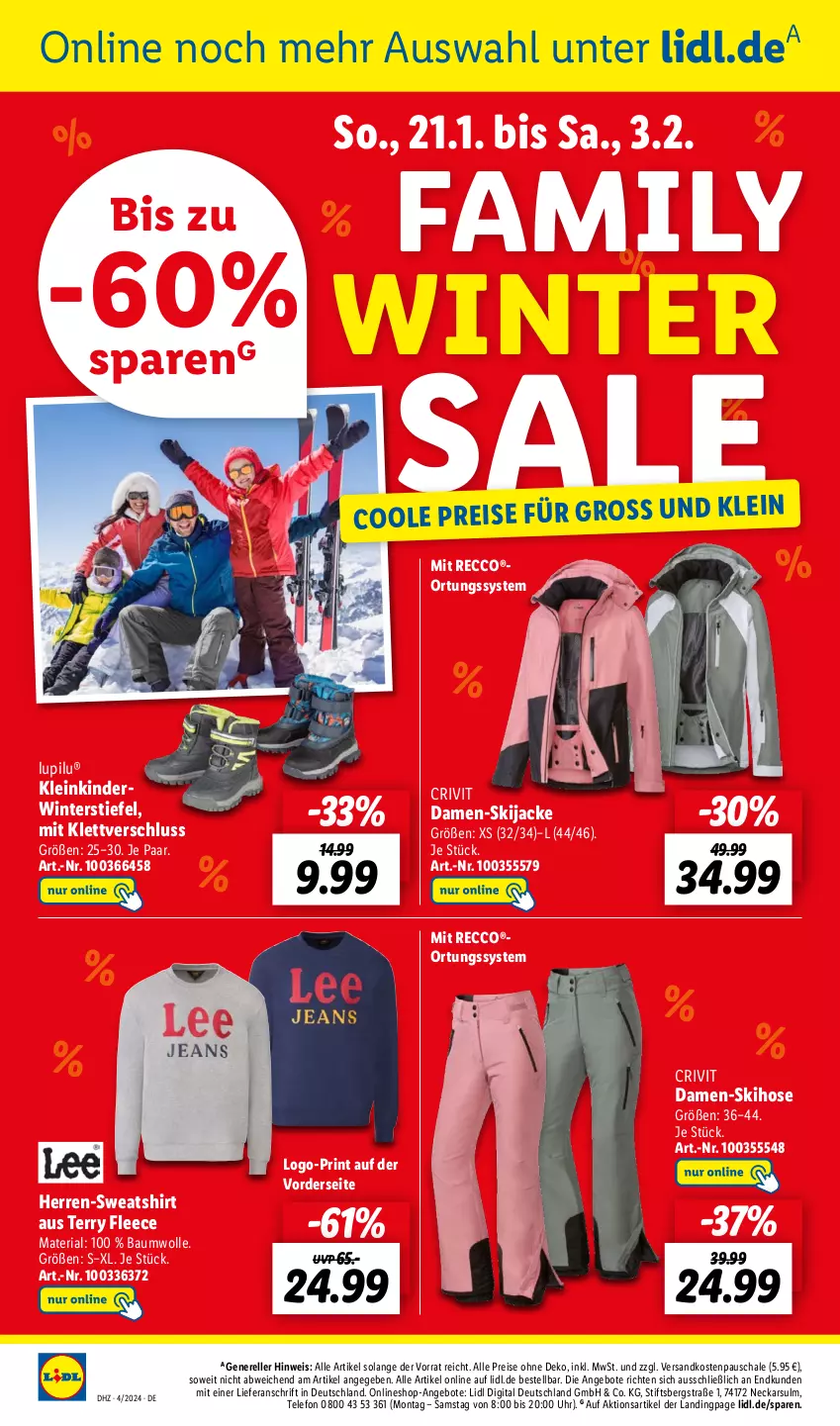 Aktueller Prospekt Lidl - Wochen-Highlights im Onlineshop - von 22.01 bis 28.01.2024 - strona 2 - produkty: angebot, angebote, Bau, baumwolle, crivit, ecco, eis, elle, hose, Jacke, Kinder, lupilu, ndk, reis, rel, Ria, Schal, Schale, shirt, Sweatshirt, telefon, Ti, uhr, Winterstiefel, wolle