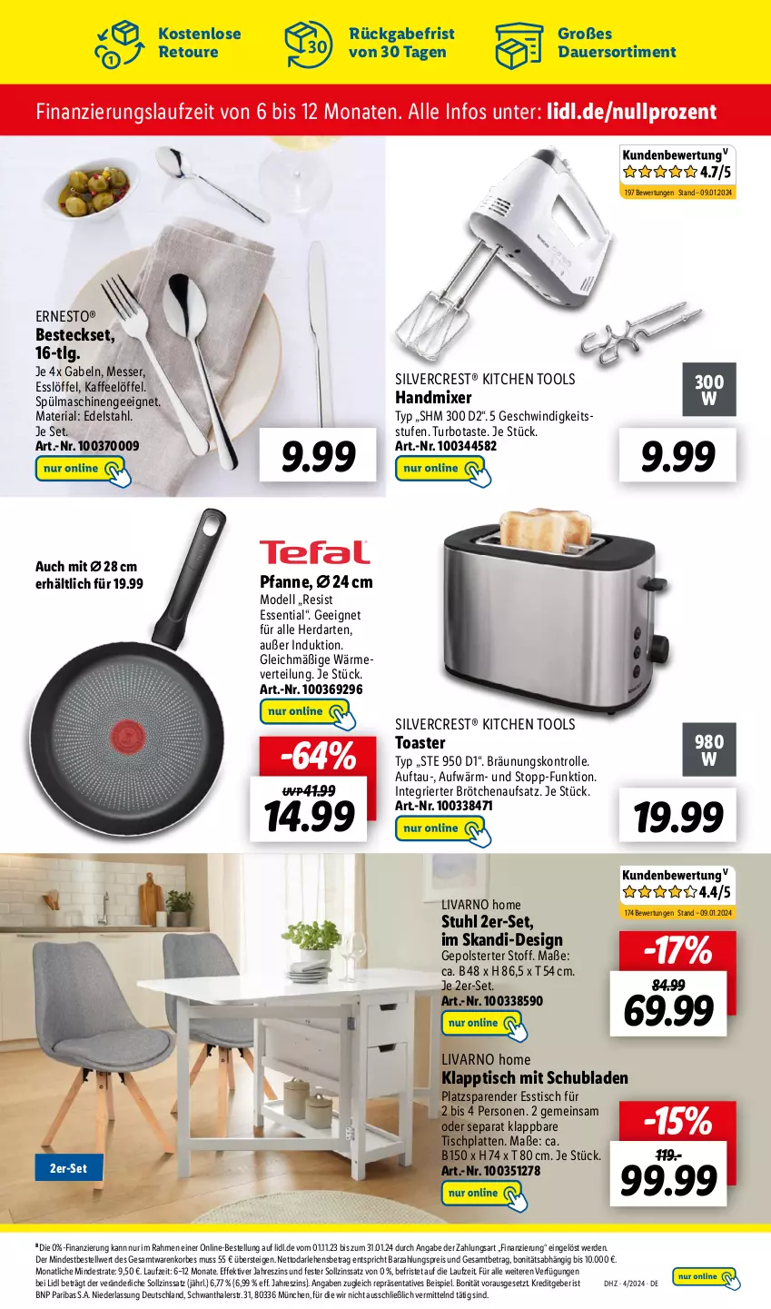 Aktueller Prospekt Lidl - Wochen-Highlights im Onlineshop - von 22.01 bis 28.01.2024 - strona 5 - produkty: auer, besteck, besteckset, brötchen, brötchenaufsatz, dell, edelstahl, eis, erde, ernesto, esstisch, gabel, handmixer, herdarten, HP, kaffee, klapptisch, korb, latte, LG, Löffel, messer, Mixer, Mode, pfanne, reis, Ria, schubladen, silvercrest, spülmaschinen, stuhl, Ti, tisch, tischplatte, Tischplatten, toast, toaster