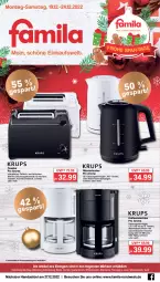 Gazetka promocyjna Famila - Prospekte - Gazetka - ważna od 24.12 do 24.12.2022 - strona 1 - produkty: auto, brötchen, eis, elle, jever, kaffee, kaffeemaschine, Kocher, LG, reis, rel, Schal, tasse, teller, Ti, tisch, toast, toaster, wasser, wasserkocher, Weste, Wild