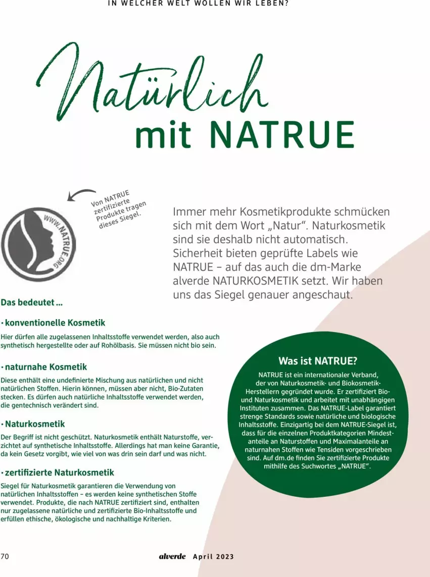 Aktueller Prospekt Dm Drogerie - Prospekte - von 01.04 bis 30.04.2023 - strona 70 - produkty: Alverde, auer, auto, bio, elle, ente, erde, kosmetik, natur, naturkosmetik, pril, rwe, teller, Ti, Tiere, tisch, wolle