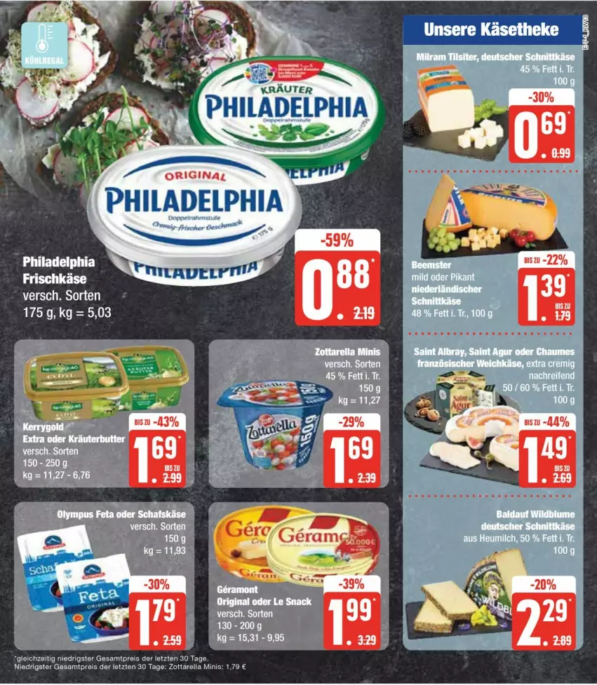 Aktueller Prospekt Edeka - Prospekte - von 25.03 bis 30.03.2024 - strona 15 - produkty: deutscher schnittkäse, eis, feta, frischkäse, gin, Heu, heumilch, Käse, käsetheke, milch, reis, rel, schafskäse, schnittkäse, snack, tee, Ti, zott, zottarella, zottarella minis, ZTE