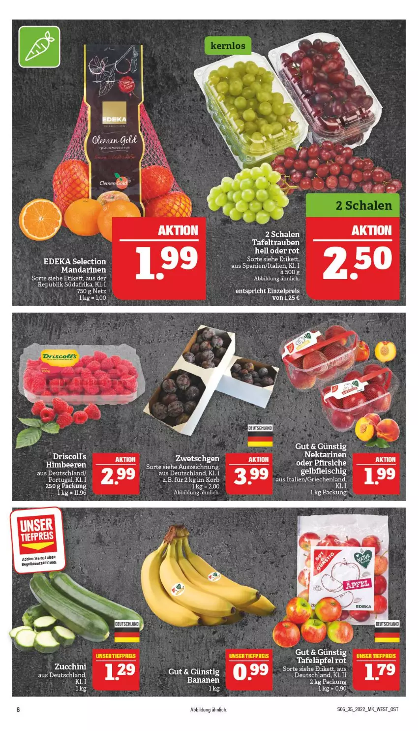 Aktueller Prospekt Marktkauf - Prospekt - von 28.08 bis 03.09.2022 - strona 10 - produkty: banane, bananen, beere, beeren, deka, eier, himbeer, himbeere, himbeeren, mandarine, mandarinen, regal, tafeläpfel, tafeltrauben, Ti, trauben, Yo, zucchini