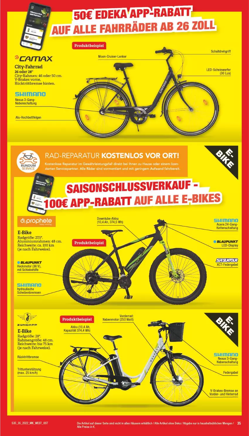 Aktueller Prospekt Marktkauf - Prospekt - von 28.08 bis 03.09.2022 - strona 39 - produkty: acer, akku, bett, blaupunkt, E-Bike, E-Bikes, eis, Fahrrad, felgen, gabel, hochbett, Kette, LG, nexus, prophete, ring, rücktrittbremse, rwe, Schal, shimano, Ti, zundapp