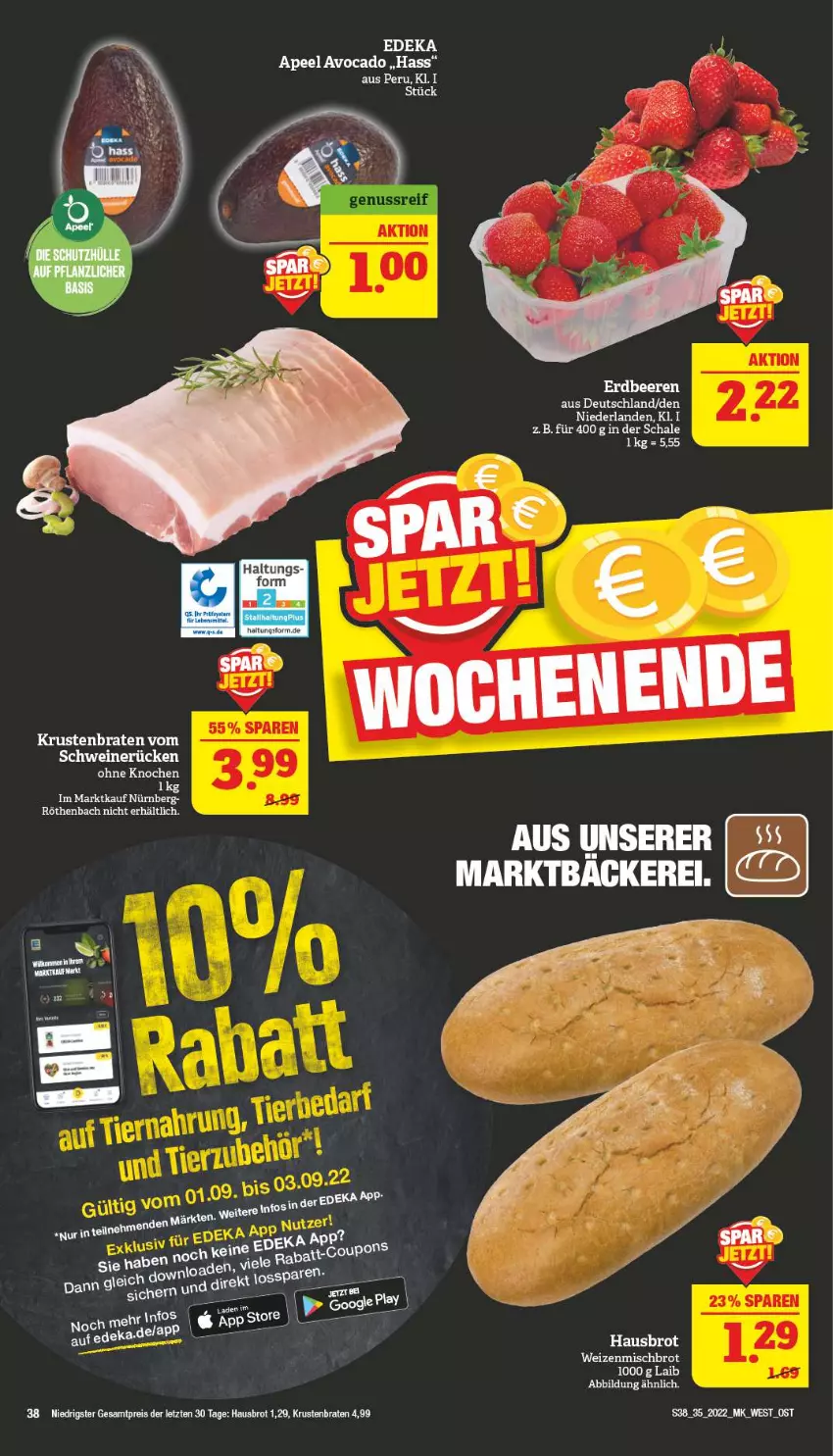 Aktueller Prospekt Marktkauf - Prospekt - von 28.08 bis 03.09.2022 - strona 42 - produkty: avocado, braten, brot, eis, elle, krustenbraten, reis, usb, weizenmischbrot, ZTE