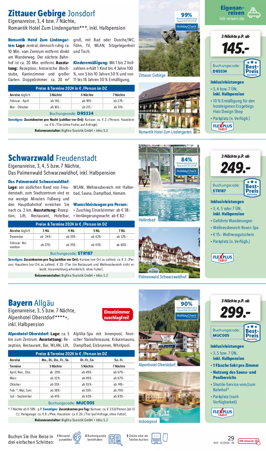 Aktueller Prospekt Lidl - Februar Reise-Highlights - von 31.01 bis 29.02.2024 - strona 29 - produkty: auer, aust, axe, Bad, brunnen, buch, dusche, eis, flasche, Garten, gutschein, hama, Holz, inklusivleistungen, innenpool, Kamin, Kinder, kräuter, kurtaxe, LG, mam, ndk, Ofen, pool, pril, reis, reiseveranstalter, rezept, rosen, rum, rwe, sekt, steinofen, Stier, stube, telefon, Ti, Tiere, tisch, vita, wellnessbereich, Whirlpool