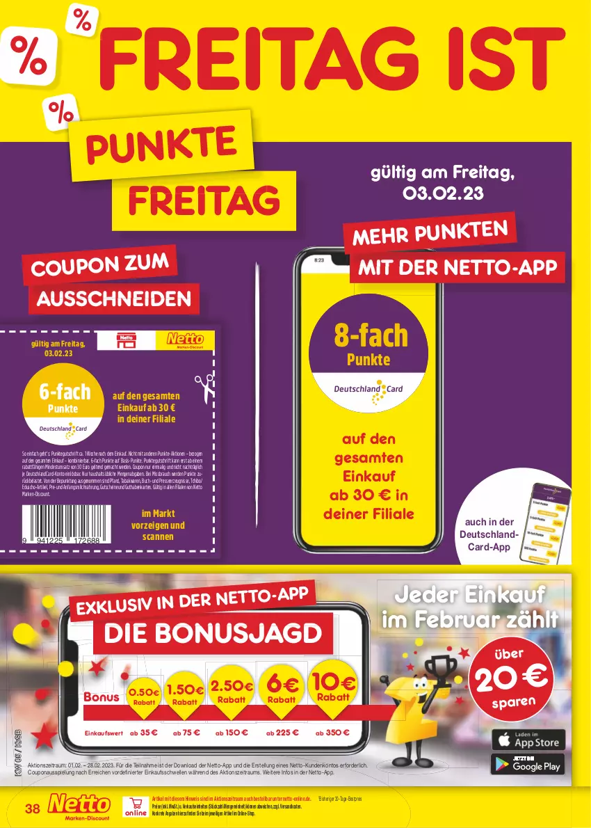 Aktueller Prospekt Netto Marken-Discount - Filial-Angebote - von 30.01 bis 04.02.2023 - strona 38 - produkty: bestpreis, buch, coupon, deutschlandcard, discount, eduscho, eis, elle, erde, guthabenkarte, gutschein, gutscheine, mac, marken-discount, milch, ndk, Rauch, reis, Tchibo, Ti