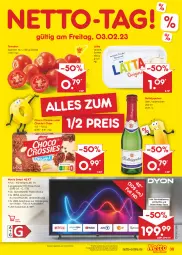 Gazetka promocyjna Netto Marken-Discount - Filial-Angebote - Gazetka - ważna od 04.02 do 04.02.2023 - strona 39 - produkty: angebot, Bau, bestpreis, chips, choclait chips, choco crossies, crossies, deo, dvb, dvb-s2, eis, elle, fernbedienung, HDMI, lätta, led tv, netflix, reis, rotkäppchen, Schal, Schale, sekt, Ti, tomate, tomaten, tuner, usb, ZTE