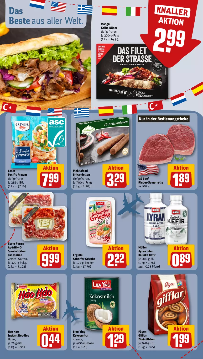 Aktueller Prospekt Rewe - Prospekte - von 09.09 bis 14.09.2024 - strona 14 - produkty: Ayran, Becher, beef, Cif, dell, elle, Kefir, kokos, kokosmilch, milch, Müller, prawns, rind, rinder, Spezi, Ti