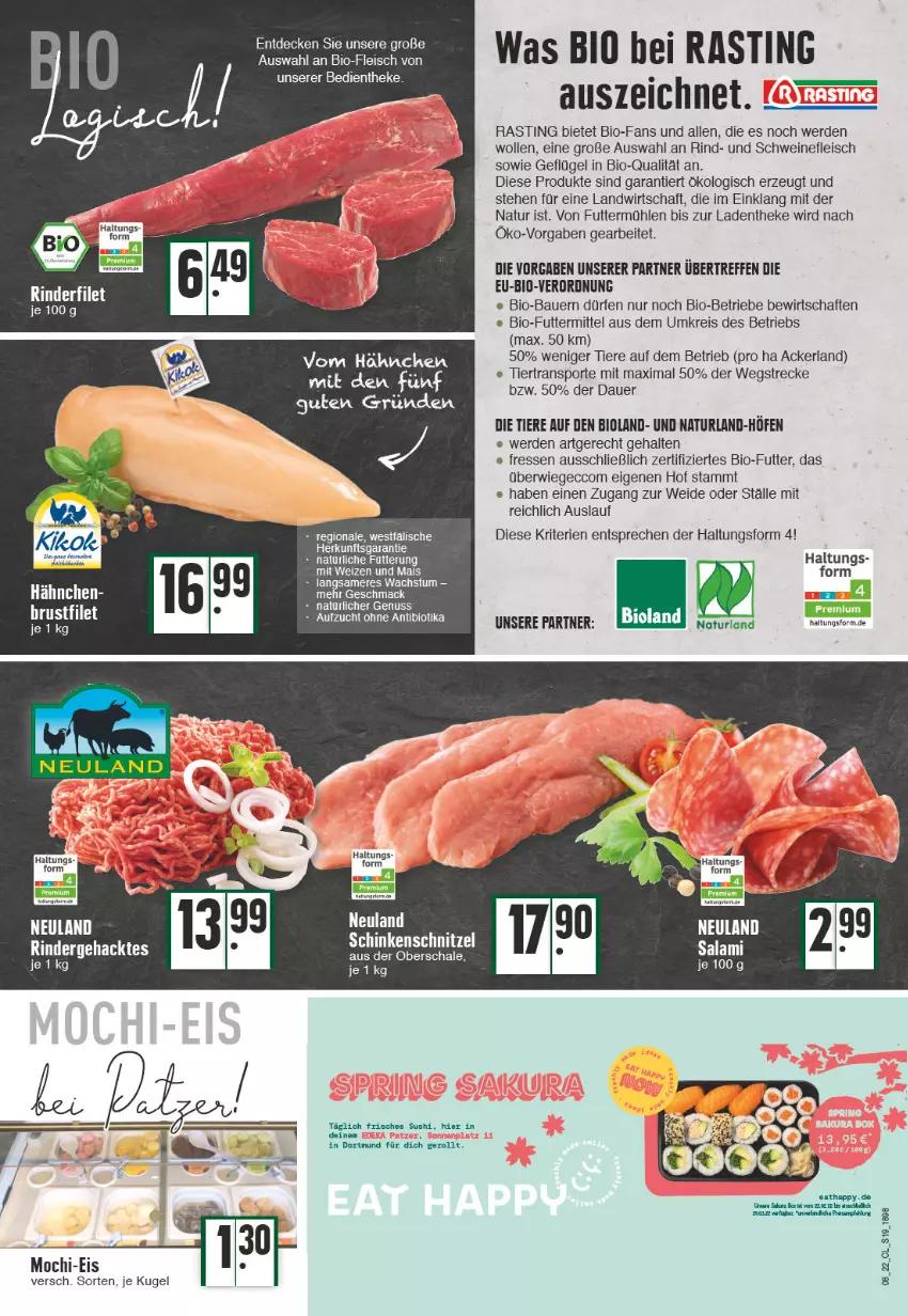 Aktueller Prospekt Edeka - Angebote der Woche - von 21.02 bis 26.02.2022 - strona 19 - produkty: asti, auer, Bau, Bauer, bio, bioland, decke, ecco, eis, erde, fleisch, Geflügel, Kugel, mac, Mochi, natur, naturland, Ofen, reis, rind, rinder, Schal, Schale, schinken, schinkenschnitzel, schnitzel, schwein, schweine, schweinefleisch, Sport, Sushi, Ti, Tiere, wein, weine, wolle