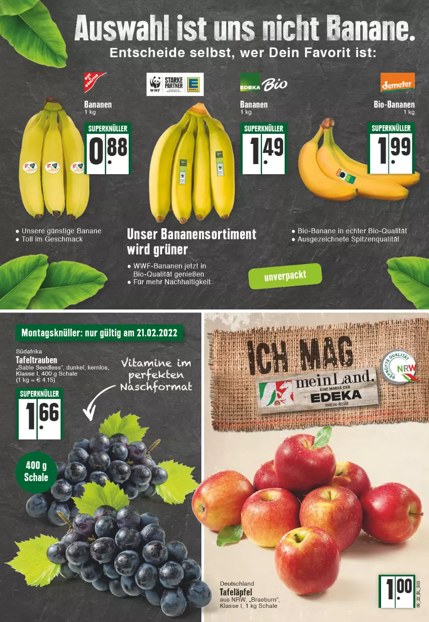 Aktueller Prospekt Edeka - Angebote der Woche - von 21.02 bis 26.02.2022 - strona 3 - produkty: banane, bananen, bio, bio-bananen, leine, mac, spitzenqualität, tee, Ti