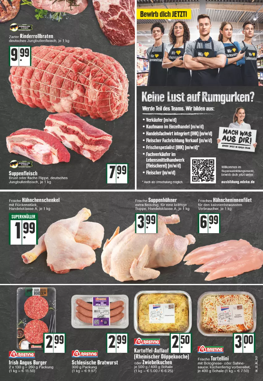 Aktueller Prospekt Edeka - Angebote der Woche - von 21.02 bis 26.02.2022 - strona 7 - produkty: bolognese, braten, burger, eis, filet, fleisch, Fleischerei, Frische Hähnchen, gurke, gurken, hähnchenschenkel, henkel, hühner, jungbullen, kartoffel, küche, Küchen, lebensmittel, Rauch, rind, rinder, rollbraten, rum, sahne, sauce, Schal, Schale, schenkel, Schere, suppe, Ti, usb