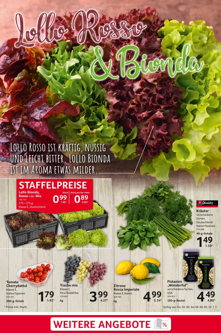 Aktueller Prospekt Selgros - Food - von 02.05 bis 08.05.2024 - strona 3 - produkty: angebot, angebote, beutel, bio, dell, eis, kräuter, pistazien, reis, Ria, Schal, Schale, Ti, tomate, zitrone