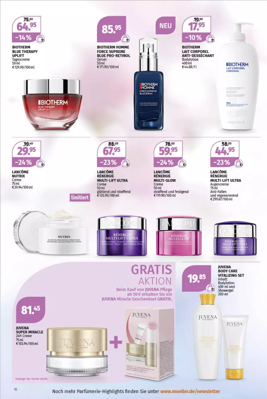 Aktueller Prospekt Mueller - Parfümerie Angebote - von 02.05 bis 14.05.2022 - strona 10 - produkty: bio, biotherm, body, creme, elle, geschenkset, gin, rel, rum, Serum, Ti, vita