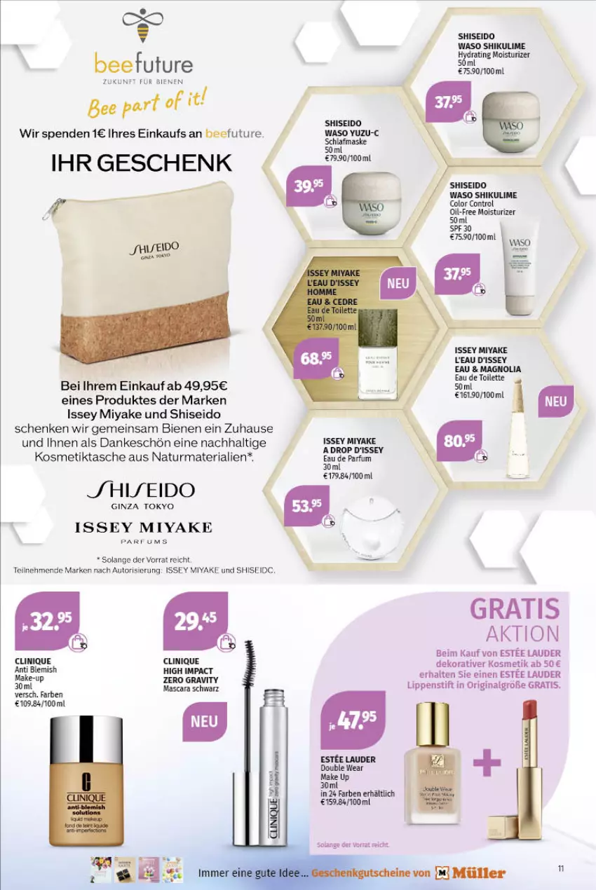 Aktueller Prospekt Mueller - Parfümerie Angebote - von 02.05 bis 14.05.2022 - strona 11 - produkty: auto, beef, gin, kosmetik, Kosmetiktasche, LG, Lippenstift, Müller, natur, parfum, Ria, Tasche, tee, Ti, Yo