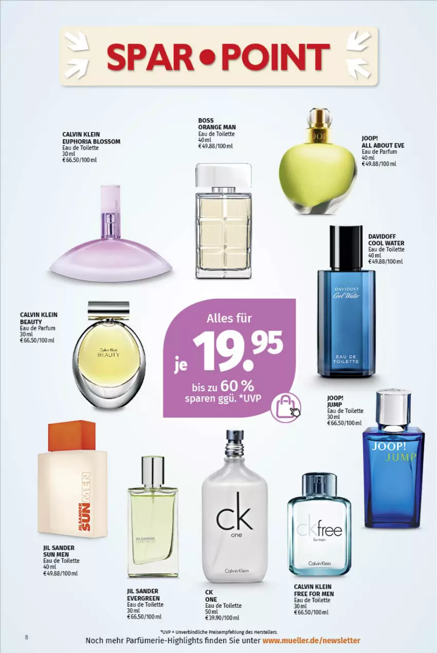 Aktueller Prospekt Mueller - Parfümerie Angebote - von 02.05 bis 14.05.2022 - strona 8 - produkty: boss, calvin klein, davidoff, Eau de parfum, eau de toilette, eau de toilette 30 ml, eis, elle, jil sander, Joop!, orange, parfum, reis, Ria, teller