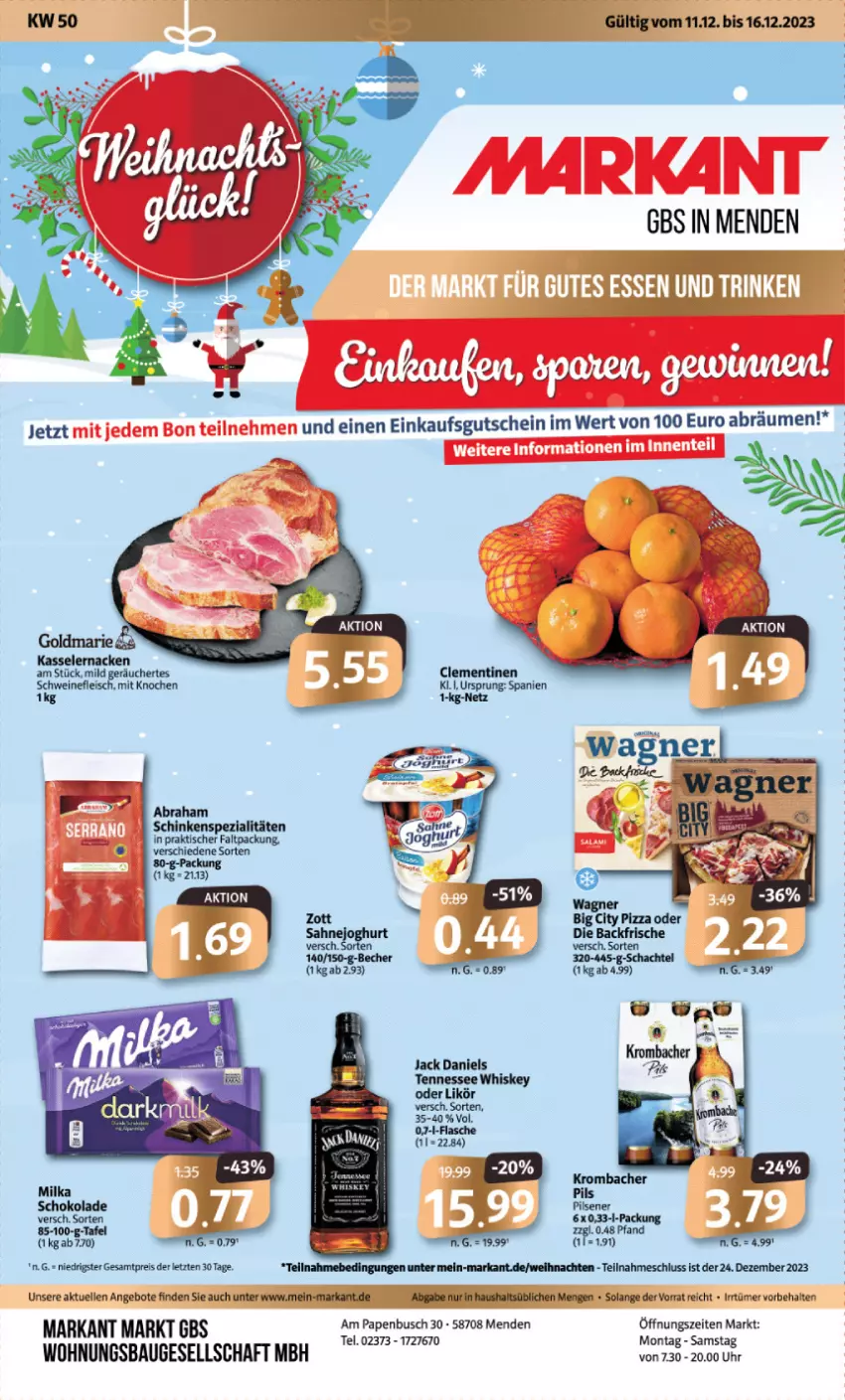 Aktueller Prospekt Markant - Prospekte - von 11.12 bis 16.12.2023 - strona 1 - produkty: angebot, angebote, Bau, eis, elle, goldmarie, gutschein, schwein, schweine, Ti, uhr, wein, weine, ZTE