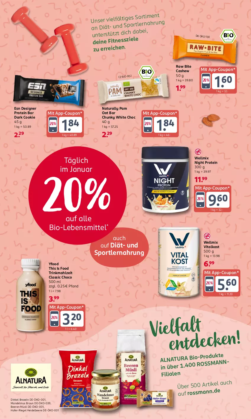 Aktueller Prospekt Rossmann - Prospekte - von 06.01 bis 31.01.2025 - strona 11 - produkty: beere, beeren, bio, braun, brezel, Brezeln, Cashew, cookie, coupon, hafer, heidelbeere, lebensmittel, mandel, Mandelmus, müsli, natur, natura, riegel, Sport, Ti, vita