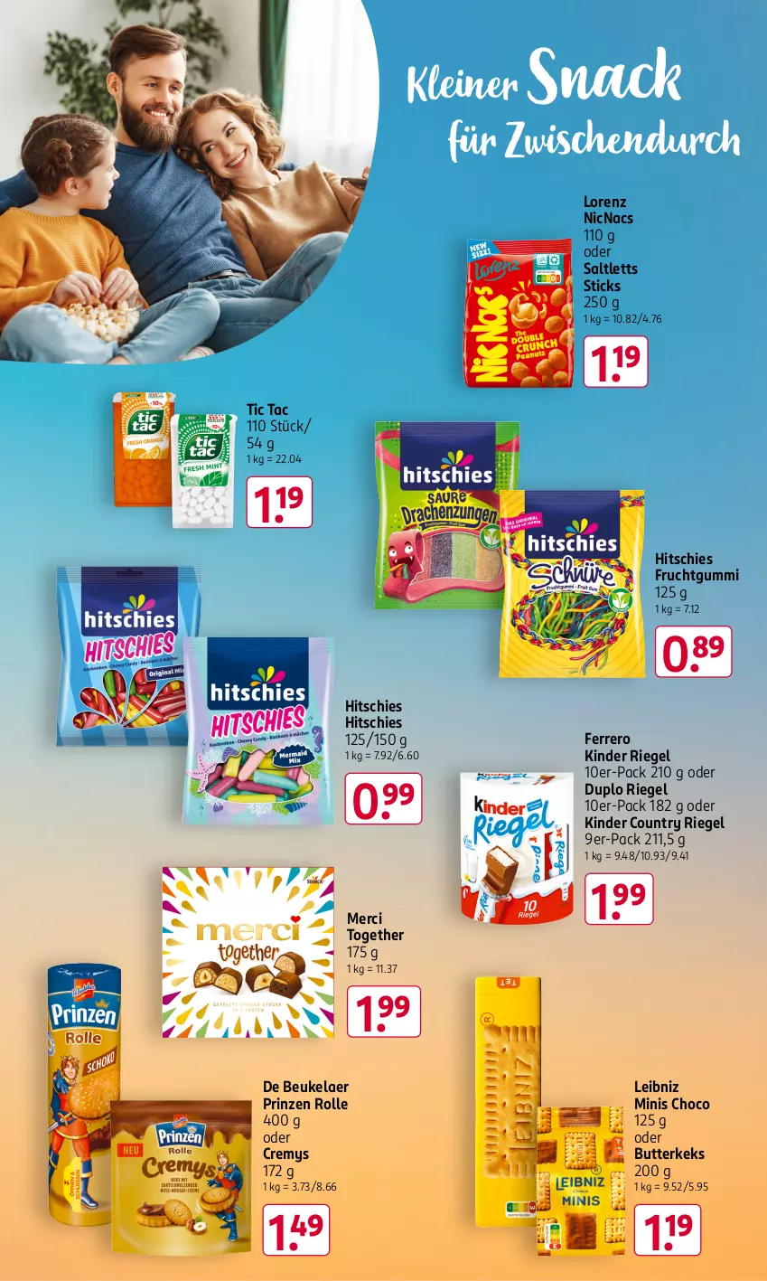 Aktueller Prospekt Rossmann - Prospekte - von 06.01 bis 31.01.2025 - strona 19 - produkty: butter, butterkeks, cremys, de beukelaer, duplo, ferrero, frucht, fruchtgummi, keks, Kinder, kinder country, kinder riegel, leibniz, leine, lorenz, merci, prinzen rolle, riegel, saltletts, snack, Ti