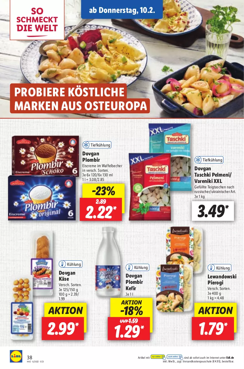 Aktueller Prospekt Lidl - Aktionsprospekt - von 07.02 bis 12.02.2022 - strona 46 - produkty: Becher, bier, Biere, creme, dovgan, eis, eiscreme, Käse, Kefir, ndk, pelmeni, Pierogi, Schal, Schale, Tasche, taschen, taschki, Ti