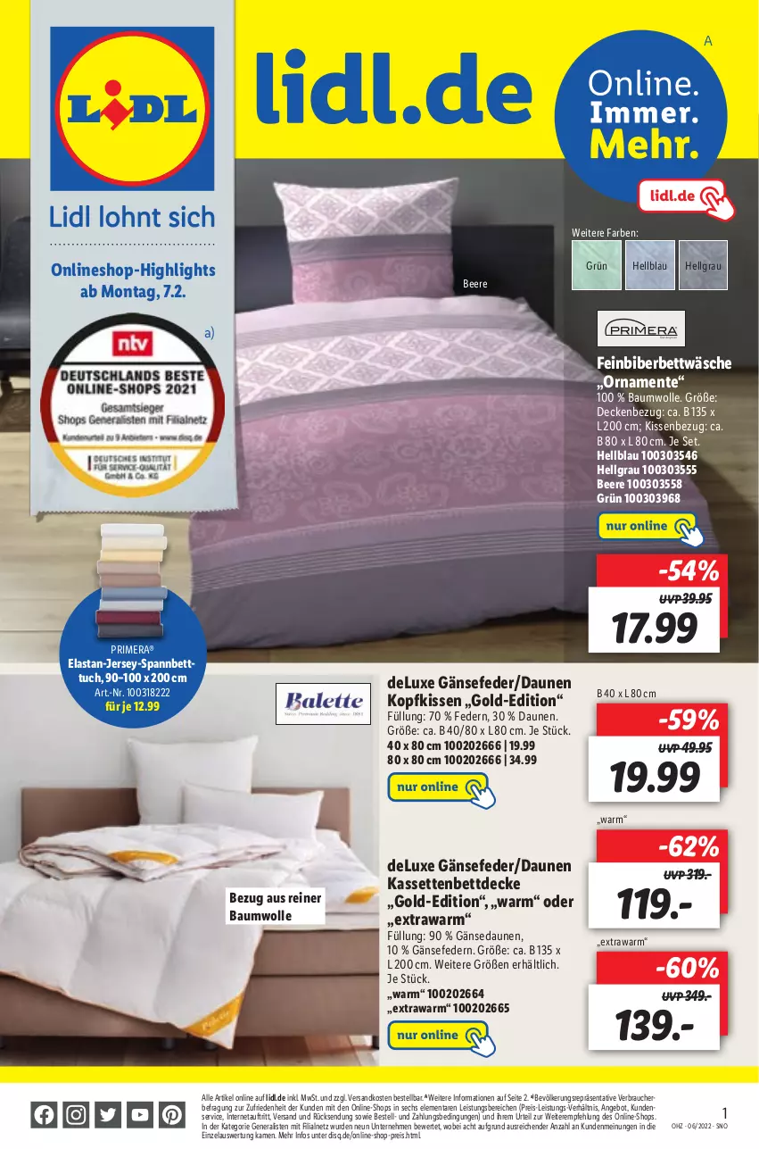 Aktueller Prospekt Lidl - Aktionsprospekt - von 07.02 bis 12.02.2022 - strona 55 - produkty: angebot, Bau, baumwolle, beere, bett, Betttuch, bettwäsche, decke, eis, ente, jersey-spannbetttuch, kissen, Kissenbezug, kopfkissen, LG, ndk, Rauch, reis, spannbetttuch, Ti, tuc, wolle