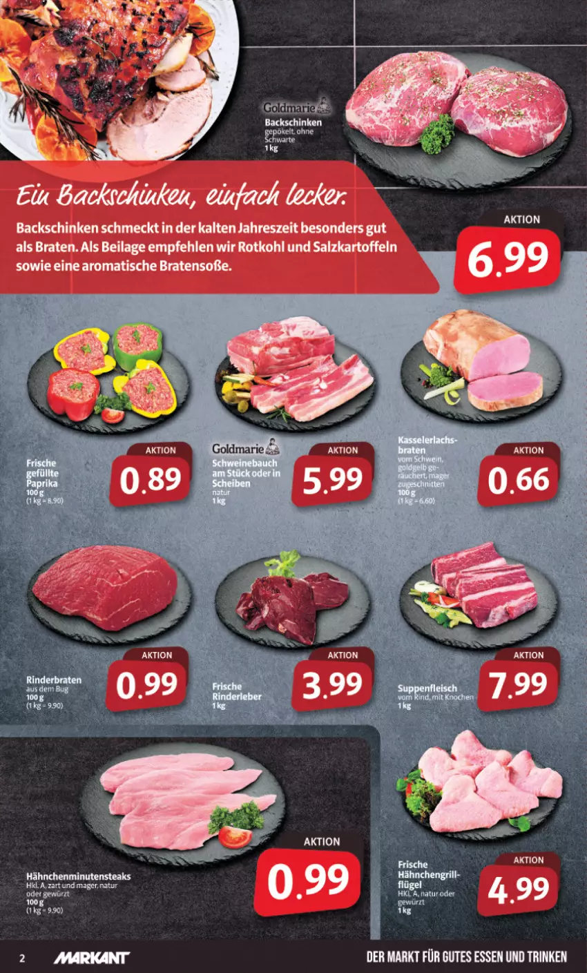 Aktueller Prospekt Markant - Prospekte - von 16.10 bis 21.10.2023 - strona 2 - produkty: gewürz, grill, minutensteaks, rind, rinder, Rinderleber, schinken, steak, steaks