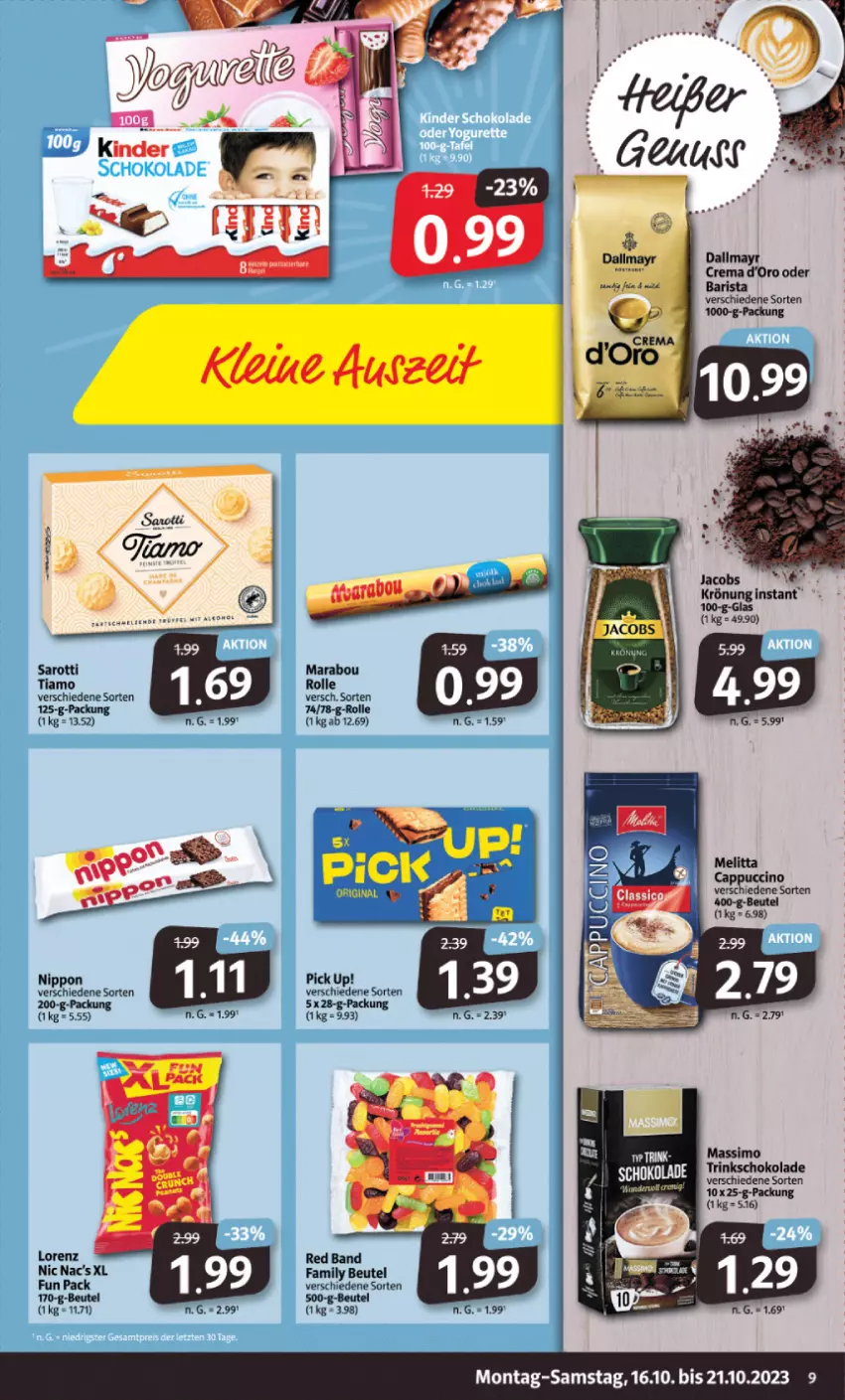 Aktueller Prospekt Markant - Prospekte - von 16.10 bis 21.10.2023 - strona 9 - produkty: beutel, Cap, gin, jacobs, jacobs krönung, lorenz, Marabou, melitta, nic nac's, nippon, Pick Up!, saro, sarotti, Ti