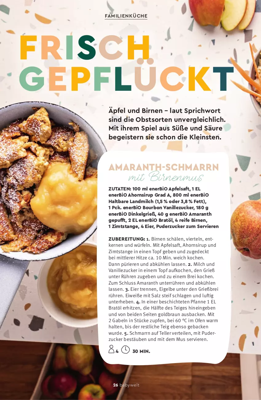 Aktueller Prospekt Rossmann - Prospekte - von 15.08 bis 02.10.2022 - strona 26 - produkty: apfel, apfelsaft, bio, Birnen, bourbon, bourbon vanille, braun, Brei, eier, eis, elle, gabel, geback, küche, landmilch, LG, milch, obst, Ofen, pfanne, saft, salz, sirup, teller, Ti, topf, usb, vanille, würfel, zucker