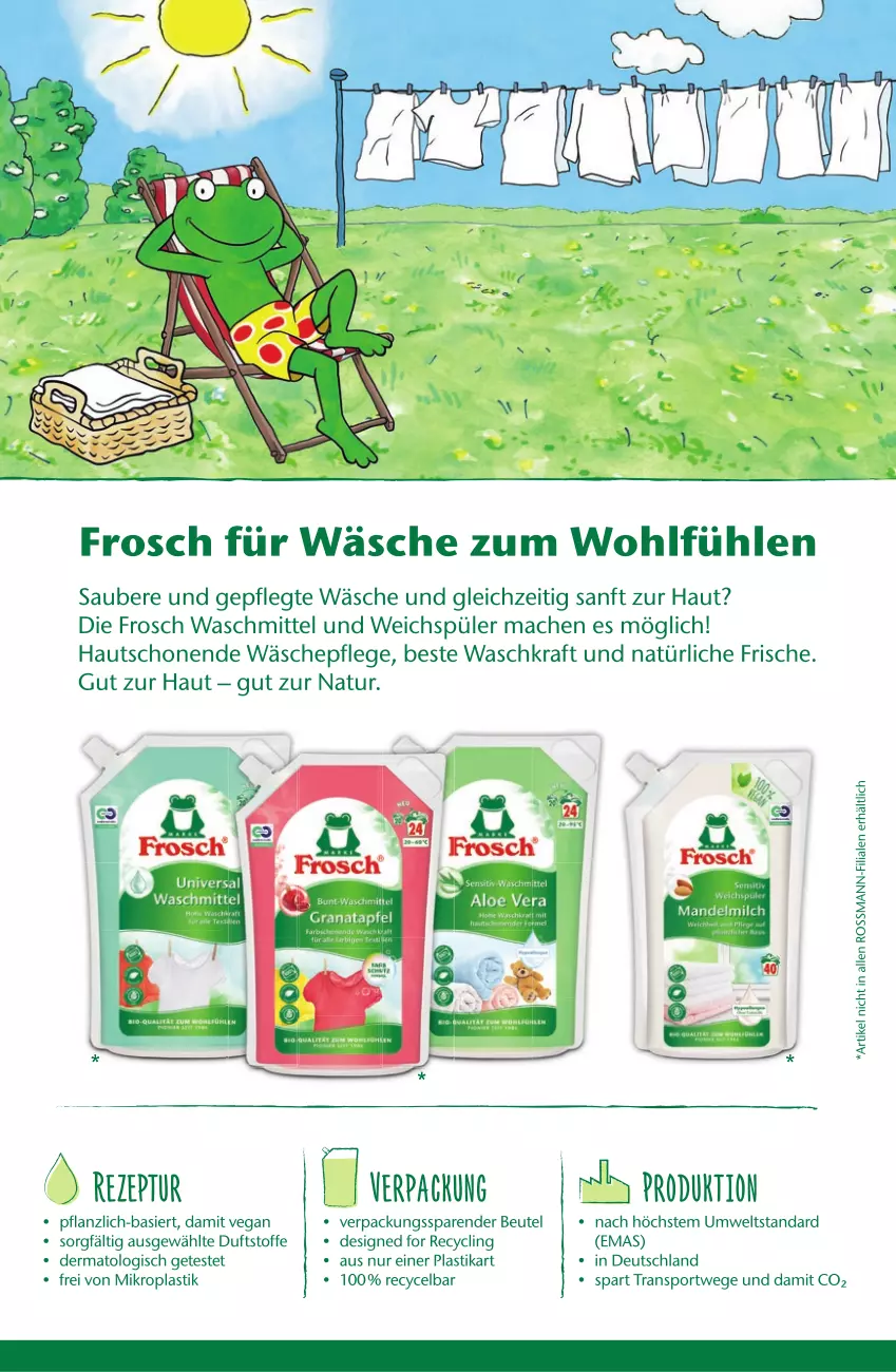 Aktueller Prospekt Rossmann - Prospekte - von 15.08 bis 02.10.2022 - strona 34 - produkty: asti, beutel, Clin, Frosch, kraft, mac, natur, rezept, Sport, Ti, waschmittel, weichspüler