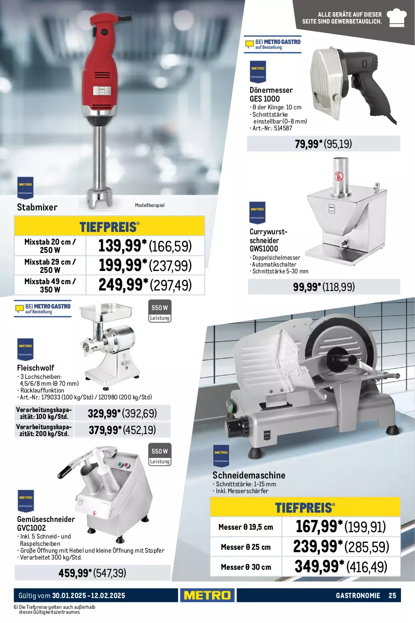 Aktueller Prospekt Metro - GastroJournal - von 30.01 bis 12.02.2025 - strona 25 - produkty: auto, Behälter, curry, currywurst, dell, eis, Elektro, fleisch, fritteuse, grill, grillfläche, hot dog, Kocher, latte, leine, messer, Mixer, Mode, nudel, nudeln, reis, Schal, stabmixer, suppe, suppen, thermostat, Ti, tiefpreis, timer, topf, wasser, wurst