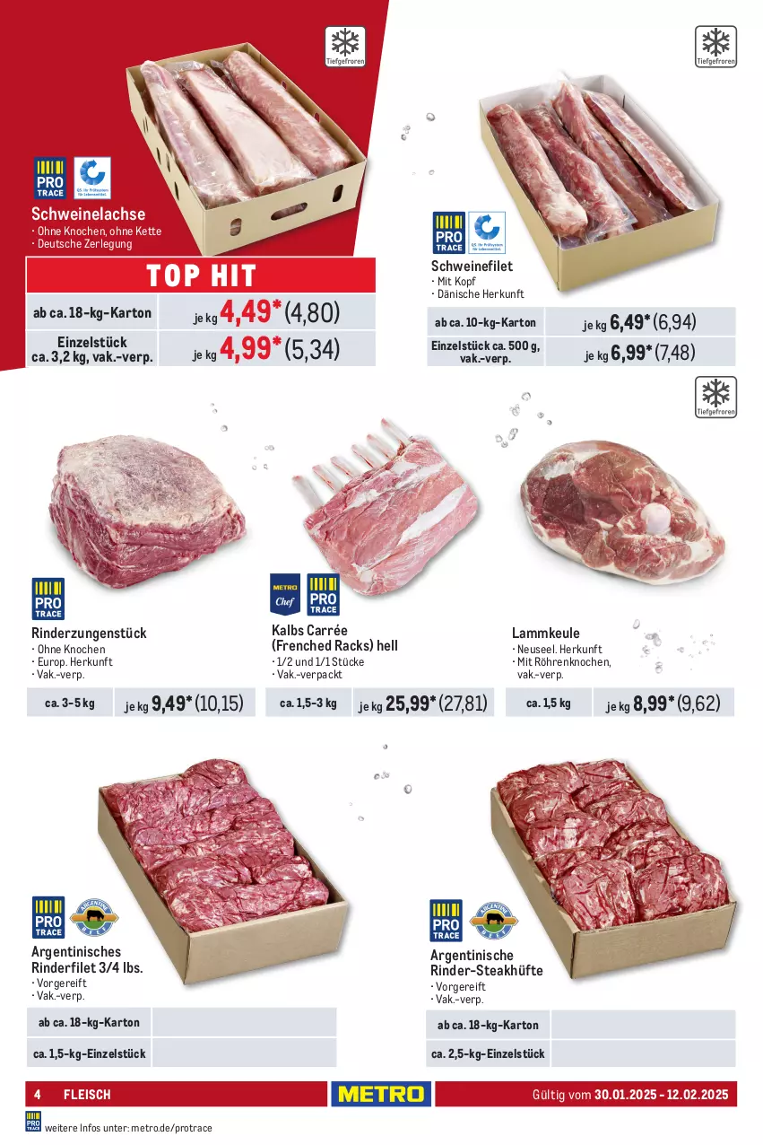 Aktueller Prospekt Metro - GastroJournal - von 30.01 bis 12.02.2025 - strona 4 - produkty: eis, filet, fleisch, Kette, lachs, lamm, lammkeule, Metro, rind, rinder, rinderfilet, Rinderzunge, schwein, schweine, schweinefilet, Schweinelachs, steak, steakhüfte, Ti, wein, weine