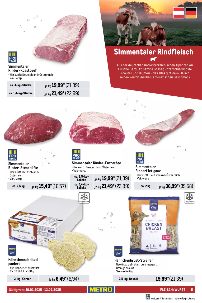 Aktueller Prospekt Metro - GastroJournal - von 30.01 bis 12.02.2025 - strona 5 - produkty: beef, beutel, blume, blumen, braten, brustfilet, eis, elle, entrecôte, filet, fleisch, gewürz, hähnchenbrust, hähnchenbrustfilet, Hähnchenschnitzel, Kette, kräuter, lachs, lamm, lammkeule, mac, Metro, Ofen, reifen, reis, rind, rinder, rinderfilet, Rinderzunge, roastbeef, saft, schnitzel, schwein, schweine, schweinefilet, Schweinelachs, sim, steak, steakhüfte, Ti, tisch, wein, weine, wurst