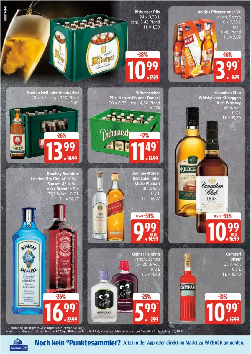 Aktueller Prospekt Edeka - Prospekte - von 03.03 bis 08.03.2025 - strona 18 - produkty: bitburger, bitburger pils, burger, eis, irish whiskey, kilbeggan, payback, pils, reis, tesa, Ti, whiskey, whisky, ZTE