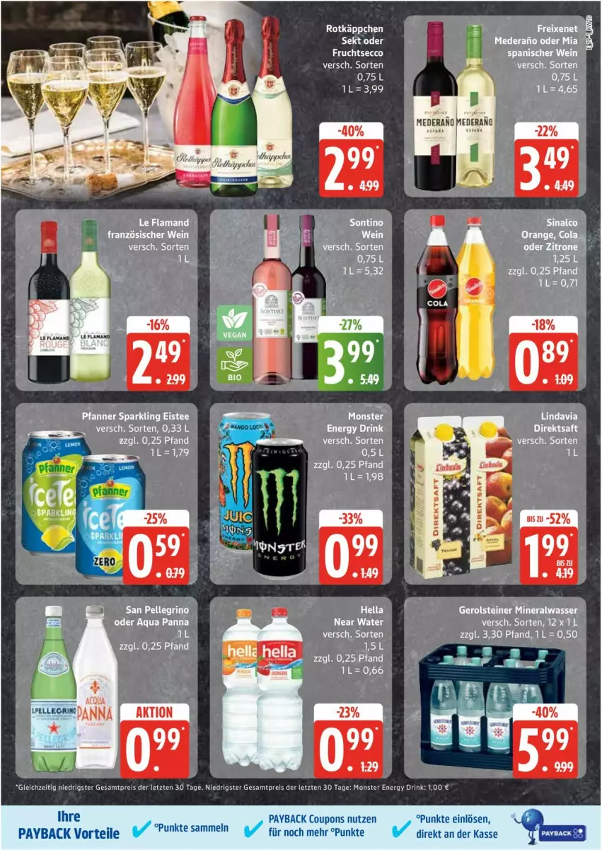 Aktueller Prospekt Edeka - Prospekte - von 03.03 bis 08.03.2025 - strona 19 - produkty: coupon, coupons, drink, ecco, eis, elle, energy drink, frucht, fruchtsecco, monster, Monster Energy, payback, reis, rum, sekt, Ti, ZTE