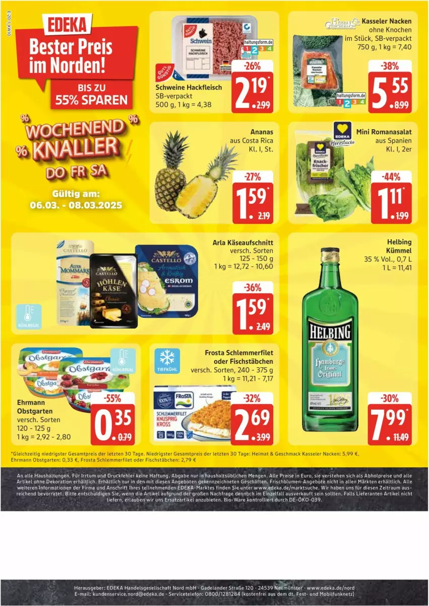 Aktueller Prospekt Edeka - Prospekte - von 03.03 bis 08.03.2025 - strona 20 - produkty: ananas, arla, aufschnitt, ehrmann, eis, filet, fisch, fischstäbchen, fleisch, frosta, Garten, hackfleisch, Käse, kasseler, mac, obst, obstgarten, reis, schlemmerfilet, schwein, schweine, Ti, wein, weine, ZTE