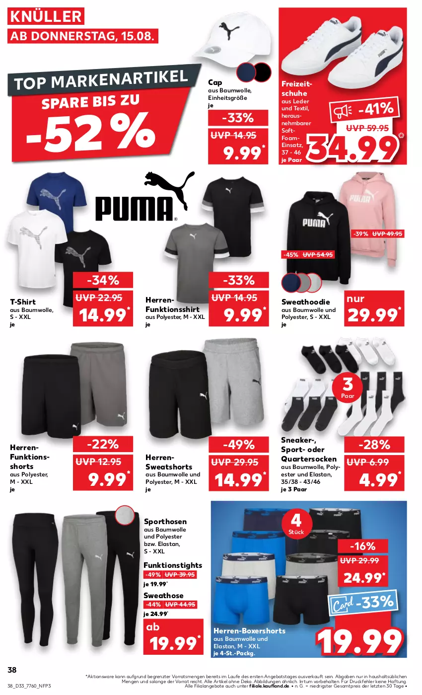 Aktueller Prospekt Kaufland - Prospekt - von 15.08 bis 21.08.2024 - strona 38 - produkty: angebot, angebote, Bau, baumwolle, Cap, eis, Freizeitschuhe, funktionsshirt, hose, hosen, reis, schuhe, shirt, shorts, sneaker, socken, Sport, Sweathose, sweatshorts, T-Shirt, Ti, wolle, ZTE