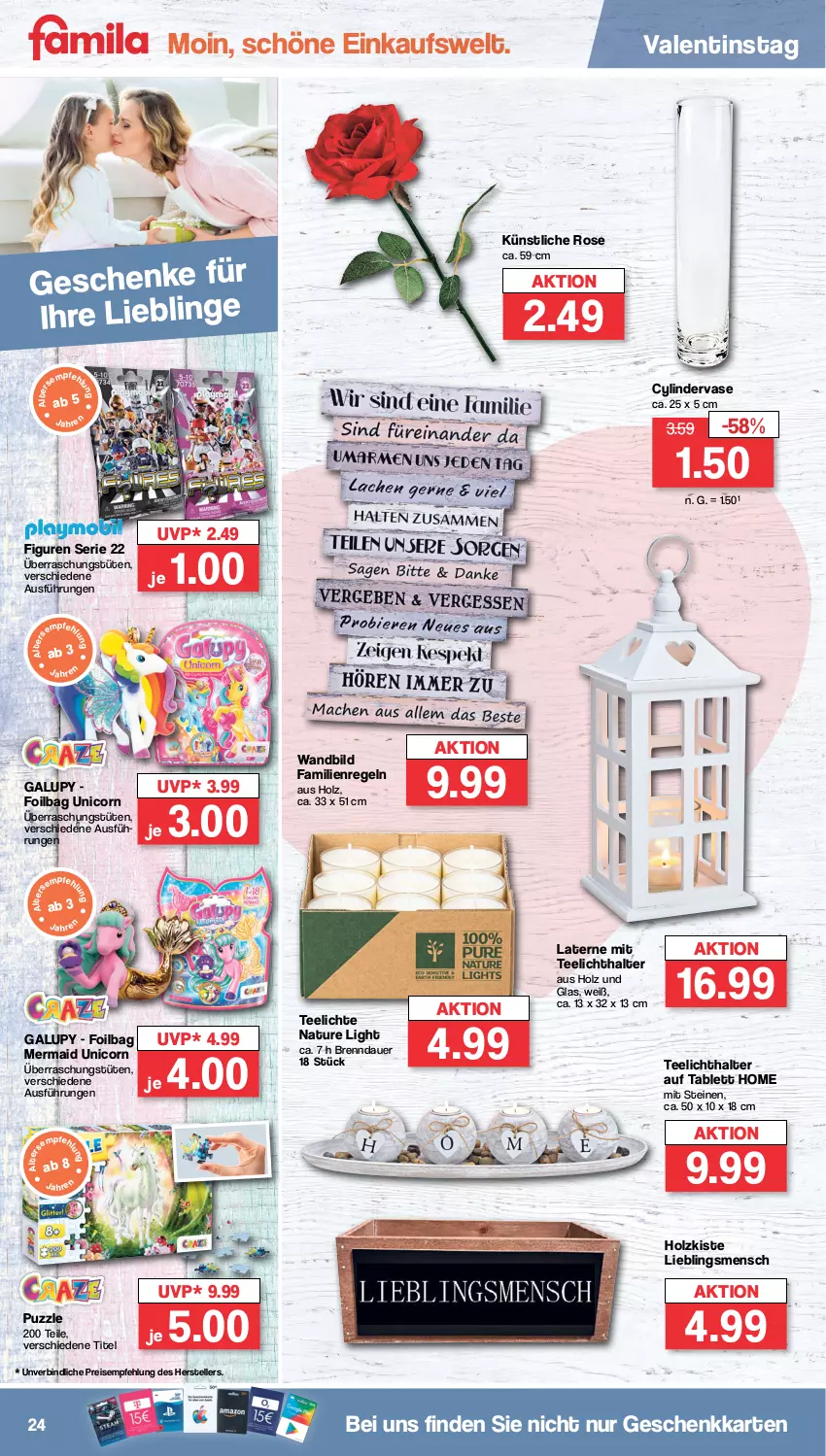 Aktueller Prospekt Famila - Prospekte - von 30.01 bis 04.02.2023 - strona 24 - produkty: auer, eis, elle, Holz, laterne, natur, Puzzle, reis, tablet, tablett, tee, Teelicht, teelichte, teelichthalter, teller, Ti, Tüte, Vase