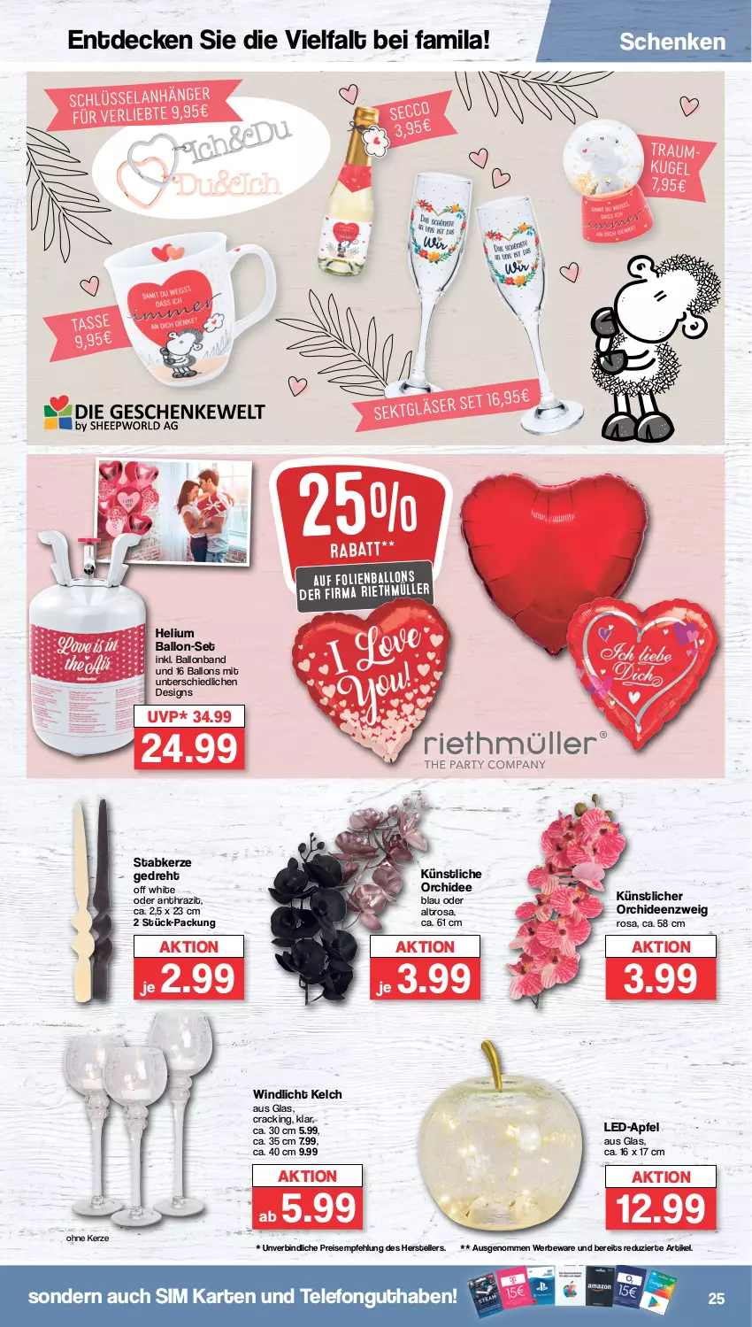 Aktueller Prospekt Famila - Prospekte - von 30.01 bis 04.02.2023 - strona 25 - produkty: apfel, ball, decke, eis, elle, kerze, Müller, orchidee, orchideen, reis, sim, Stabkerze, telefon, teller, Ti, windlicht