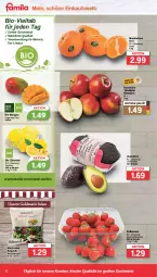 Gazetka promocyjna Famila - Prospekte - Gazetka - ważna od 04.02 do 04.02.2023 - strona 2 - produkty: avocado, avocados, beere, beeren, beutel, bio, erdbeere, erdbeeren, goldmarie, mac, mandarine, mandarinen, mango, mangos, natur, salat, salate, Schal, Schale, tafeläpfel, Ti, zitrone, zitronen