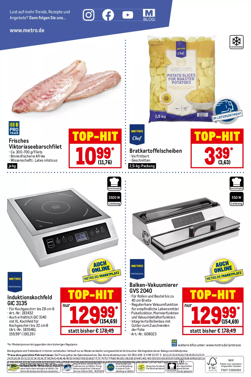 Aktueller Prospekt Metro - GastroJournal - von 28.07 bis 10.08.2022 - strona 40 - produkty: abholpreise, Abtei, angebot, angebote, auer, Behälter, beutel, Brei, eis, filet, filets, fisch, fische, Fischer, geschirr, ilag, induktionskochfeld, kartoffel, kochfeld, lebensmittel, LG, lieferservice, Metro, preisvorteil, Rauch, regal, reis, rezept, rezepte, Ria, Rollenbox, rwe, Schere, schnitten, Ti, top-hit, Vakuumierer