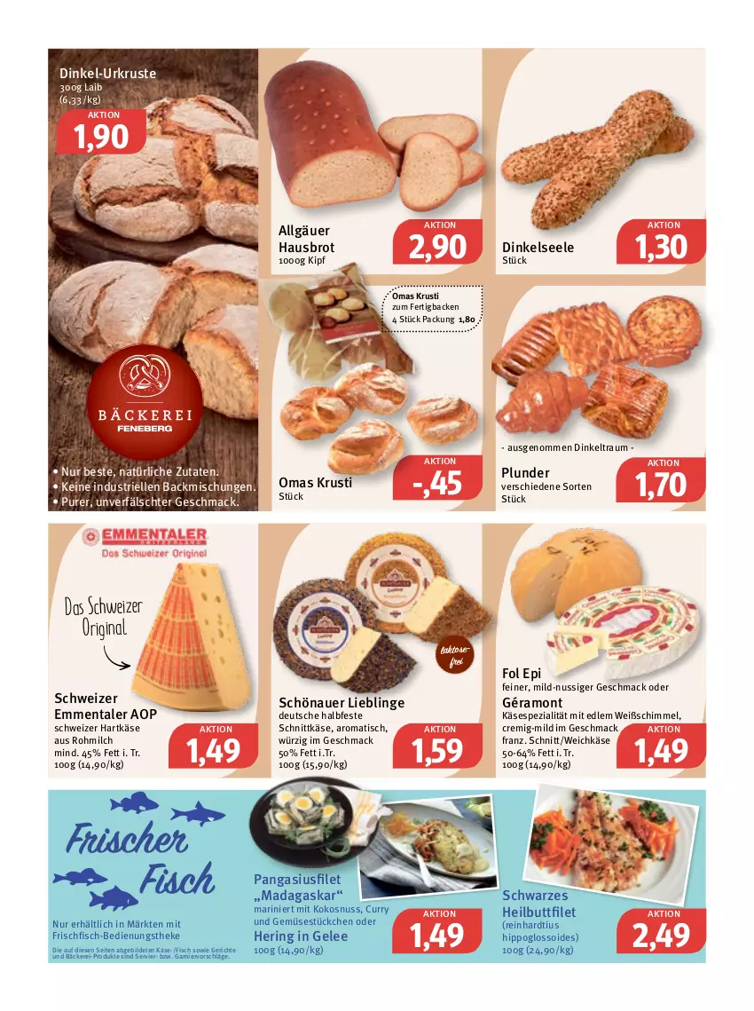 Aktueller Prospekt Feneberg - Prospekte - von 02.03 bis 04.03.2023 - strona 4 - produkty: auer, backmischung, Backmischungen, brot, curry, elle, emmentaler, filet, fisch, fol epi, frischfisch, garnier, gelee, géramont, gin, hartkäse, Heilbuttfilet, hering, hipp, Käse, kokos, kokosnuss, LG, mac, milch, nuss, Pangasius, Plunder, ring, schnittkäse, schweizer hartkäse, Spezi, Ti, tisch, und gemüse, usb, weichkäse