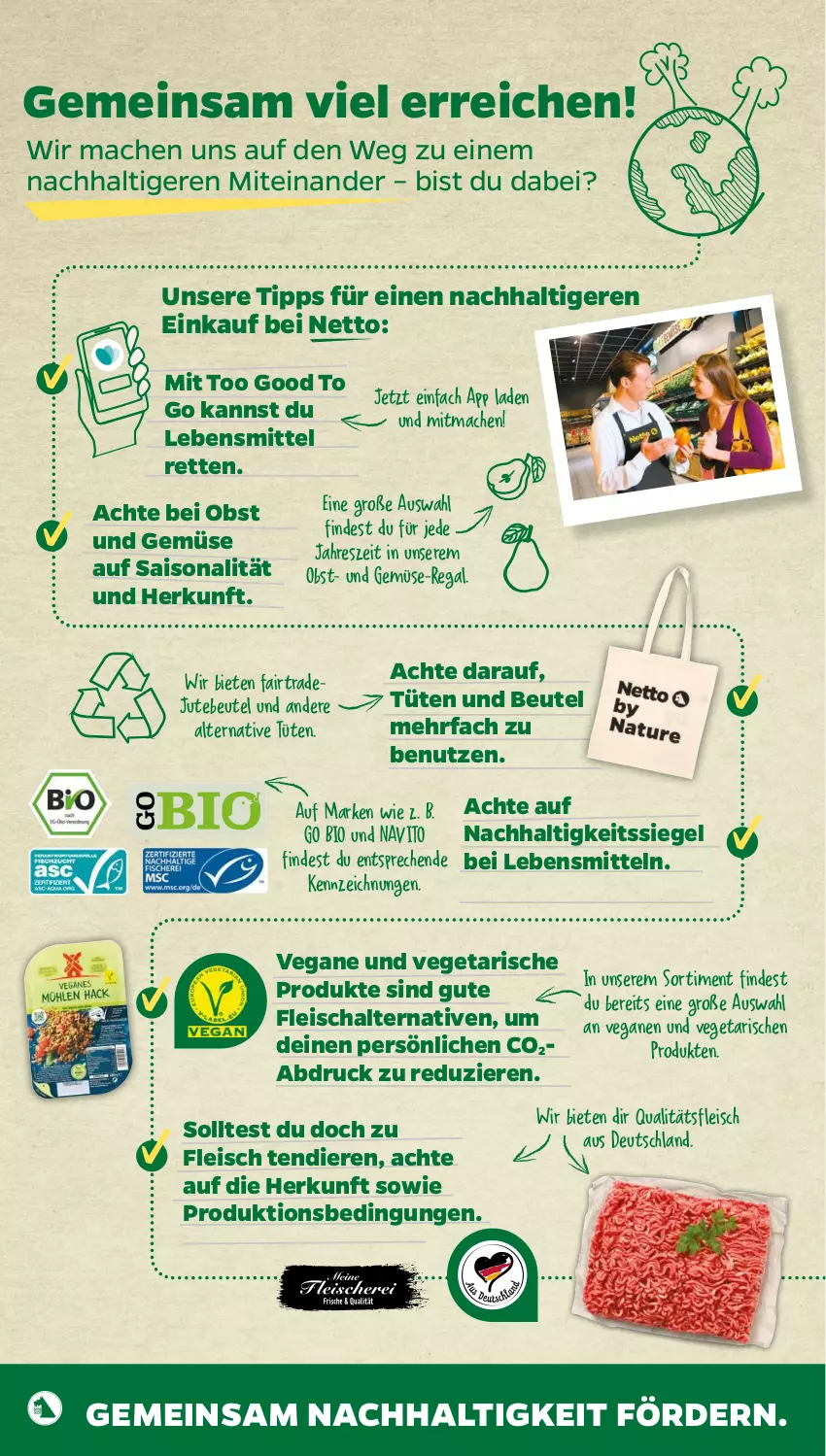 Aktueller Prospekt Netto - Angebote ab Montag - von 19.04 bis 23.04.2022 - strona 2 - produkty: beutel, bio, eis, fleisch, Fleischalternative, lebensmittel, mac, obst, Obst und Gemüse, regal, Schal, Ti, Tüte, und gemüse, Vegeta