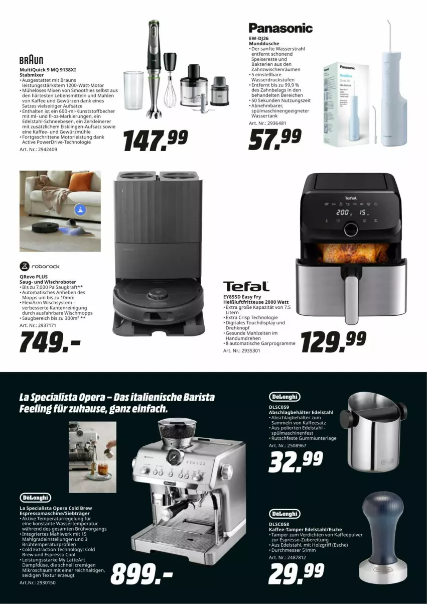 Aktueller Prospekt Media Markt - Prospekte - von 16.09 bis 23.09.2024 - strona 5 - produkty: auto, Becher, Behälter, braun, dusche, edelstahl, eis, espresso, fritteuse, gewürz, Gewürzmühle, Heißluftfritteuse, kaffee, kraft, lebensmittel, leine, LG, Reinigung, Schneebesen, smoothie, smoothies, spülmaschinen, ssd, tefal, Ti, Tiere, tisch, wasser, wassertank, Wischmopp, Zerkleinerer