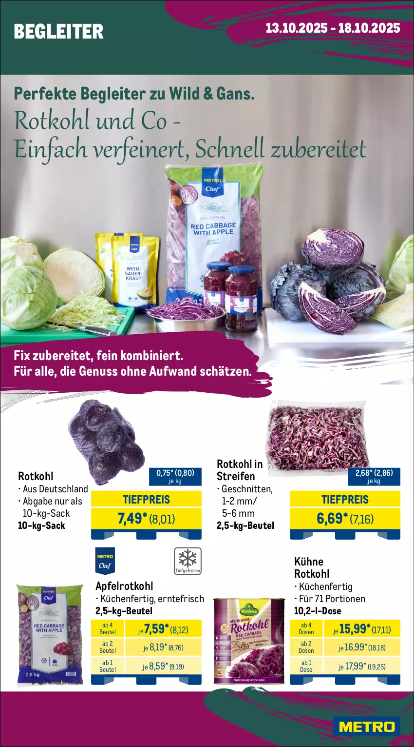 Aktueller Prospekt Metro - Wochen-Angebote Gastro - von 13.10 bis 18.10.2025 - strona 12 - produkty: apfel, beutel, bohne, bohnen, brot, eier, eierspätzle, eis, frucht, gewürz, gin, kartoffel, Kartoffelknödel, kartoffeln, Knödel, küche, Küchen, Kühne, nuss, pfanne, pfannen, prinzessbohnen, reifen, reis, rosen, Rosenkohl, rotkohl, sac, schnitten, Ti, tiefpreis, Wild, würfel, ZTE