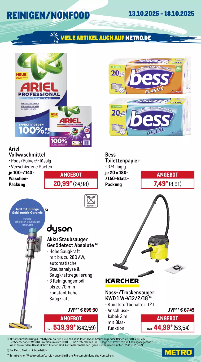 Aktueller Prospekt Metro - Wochen-Angebote Gastro - von 13.10 bis 18.10.2025 - strona 17 - produkty: akku, angebot, aperol, ariel, auto, Behälter, corona, corona extra, coupon, Dyson, ecco, eis, elle, flasche, Germ, getränk, getränke, jägermeister, kraft, kräuter, kräuterlikör, likör, mac, Meister, Metro, metro gastro, orange, Palette, papier, Pods, prosecco, puma, Reinigung, reis, spumante, staubsauger, teller, Ti, tiefpreis, Tiere, tisch, toilettenpapier, Trockensauger, vollwaschmittel, waschmittel, zonin