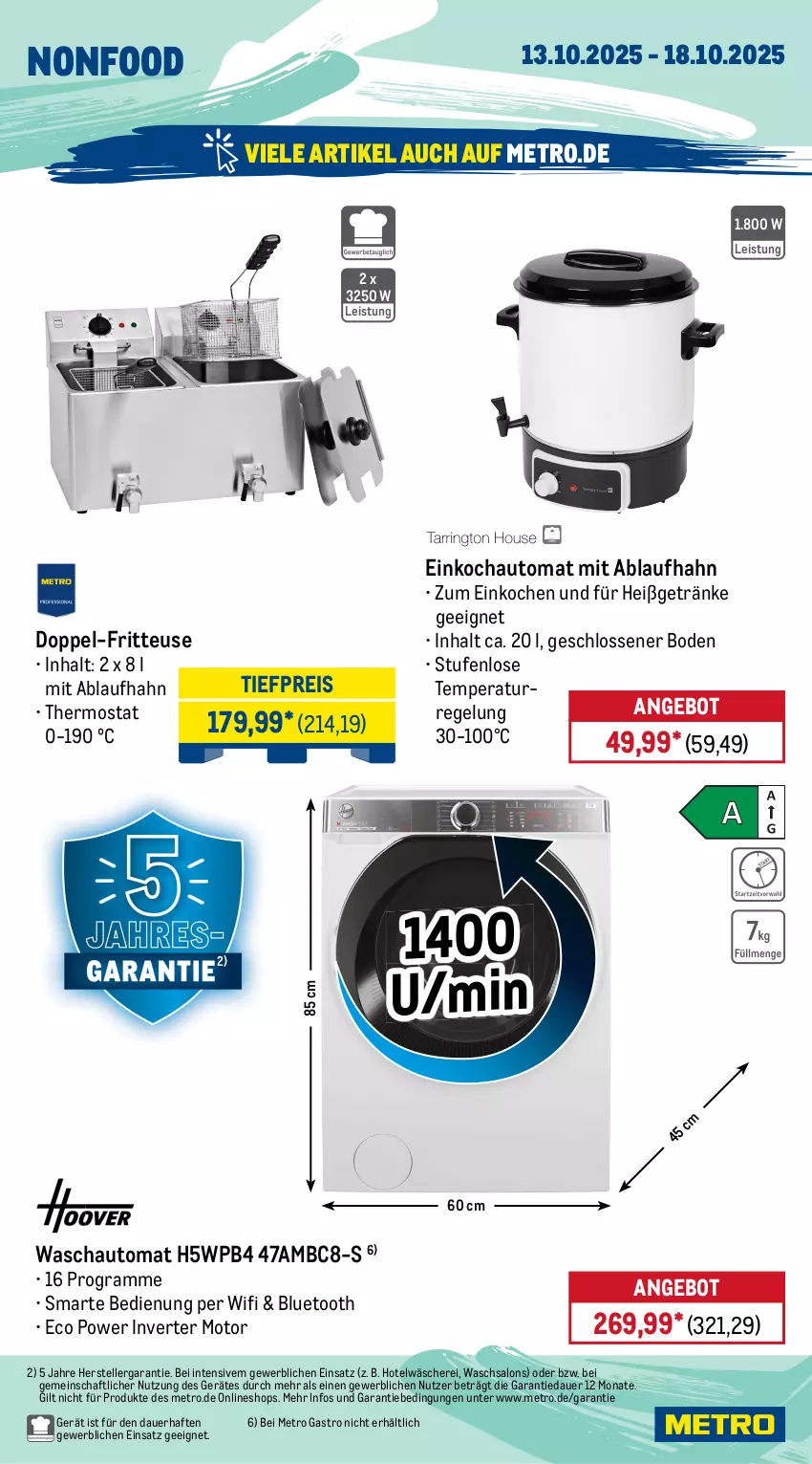 Aktueller Prospekt Metro - Wochen-Angebote Gastro - von 13.10 bis 18.10.2025 - strona 18 - produkty: angebot, auer, auto, backofen, besteck, edelstahl, eis, elle, fritteuse, geschirr, getränk, getränke, herdarten, LG, messer, Metro, metro gastro, Ofen, pfanne, reis, sahne, Schere, spülmaschinen, teller, thermostat, Ti, tiefpreis, Wella