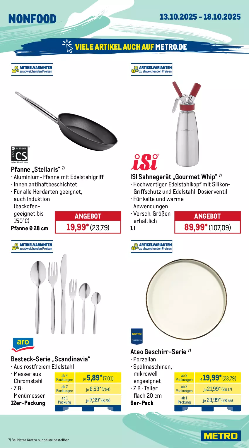 Aktueller Prospekt Metro - Wochen-Angebote Gastro - von 13.10 bis 18.10.2025 - strona 19 - produkty: angebot, auer, auto, backofen, besteck, edelstahl, eis, elle, fritteuse, geschirr, getränk, getränke, herdarten, LG, messer, Metro, metro gastro, Ofen, pfanne, reis, sahne, Schere, spülmaschinen, teller, thermostat, Ti, tiefpreis, Wella